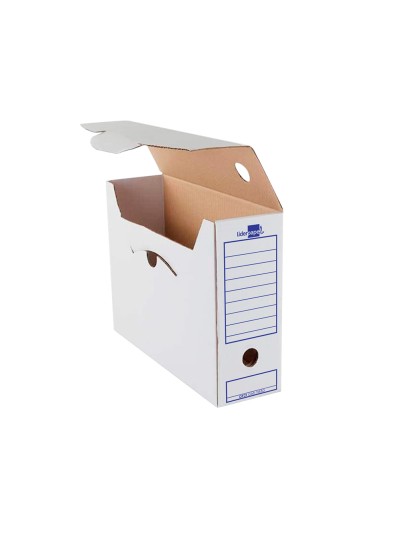 Caja archivo definitivo liderpapel 106 listados de ordenador carton reciclado 325g/m2 blanco 430x116x316 mm