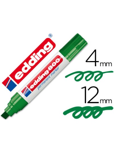 Rotulador edding marcador permanente 800 verde punta biselada 12 mm recargable