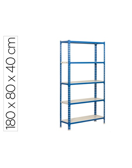 Estanteria metalica simonrack kit simonclick mini 5/400 color azul/blanco 5 estantes 180 kg por estante 180x80x40cm