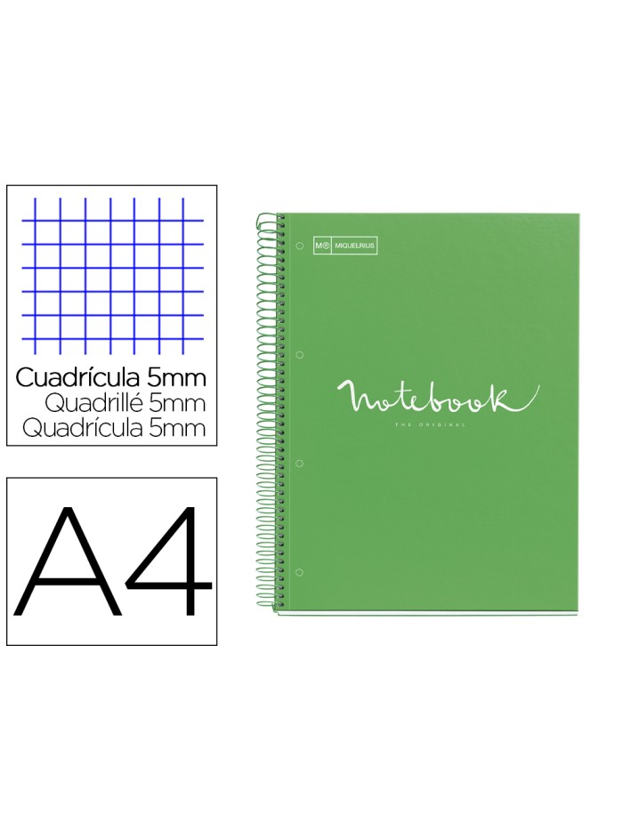 Cuaderno espiral miquelrius notebook 1 emotions tapa forrada din a4 microperforado 80 hojas 90g/m2 cuadro 5 mm Cuaderno espiral miquelrius notebook 1 emotions tapa forrada din a4 microperforado 80 hojas 90g/m2 cuadro 5 mm