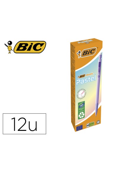 Portaminas bic matic pastel 0,7 mm caja de 12 unidades colores surtidos