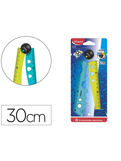 Regla maped plastico plegable croc croc blister de 1 unidad 15 cm + 1 unidad 30 cm