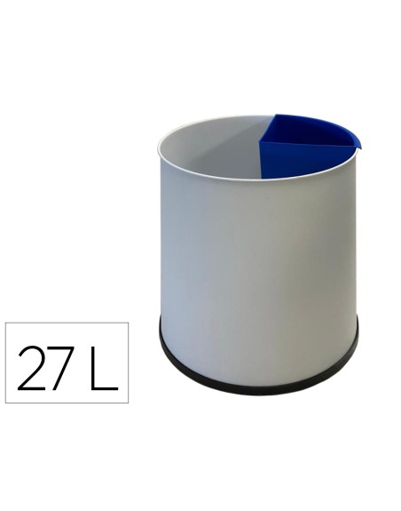 Papelera metalica sie para reciclaje con 1 departamento extraible 27 litros 300x295 mm