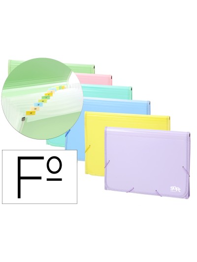 Carpeta clasificadora carhivo 13 departamentos polipropileno color soft expositor de 12 unidades