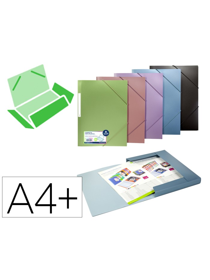 Carpeta carchivo gomas polipropileno tres solapas color metalizado expositor de 30 unidades colores surtidos Carpeta carchivo gomas polipropileno tres solapas color metalizado expositor de 30 unidades colores surtidos