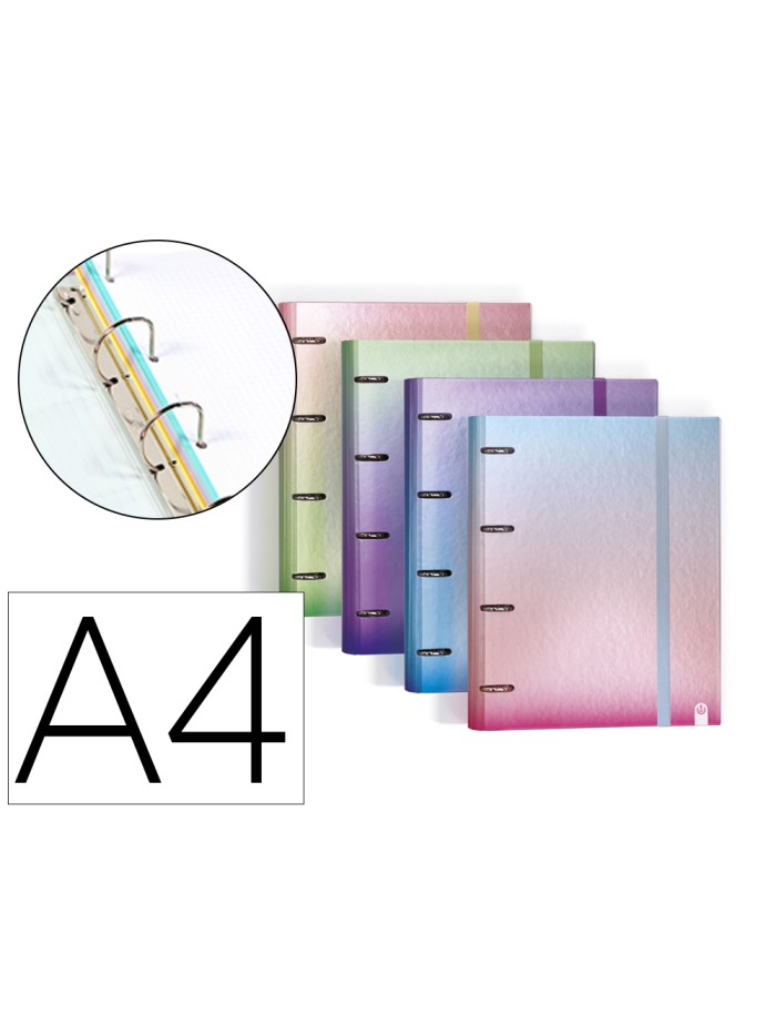 Carpeta 4 anillas de 35 mm carchivo din a4 carton forrado con recambio color metalizado Carpeta 4 anillas de 35 mm carchivo din a4 carton forrado con recambio color metalizado