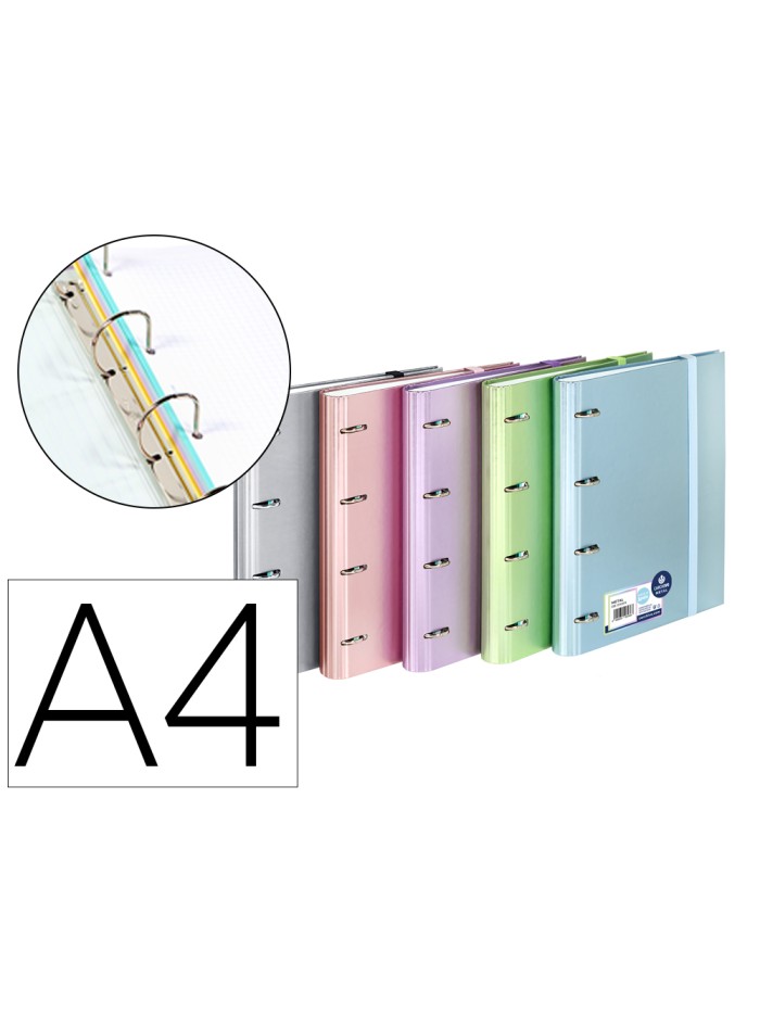 Carpeta 4 anillas de 35 mm carchivo din a4 polipropileno con recambio colores metalizados Carpeta 4 anillas de 35 mm carchivo din a4 polipropileno con recambio colores metalizados