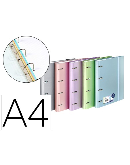 Carpeta 4 anillas de 35 mm carchivo din a4 polipropileno con recambio colores metalizados