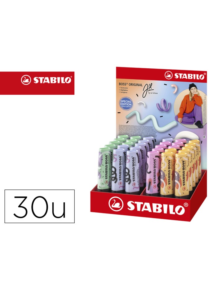 Rotulador stabilo boss fluorescente original pastel by ju schnee expositor de 30 unidades colores surtidos Rotulador stabilo boss fluorescente original pastel by ju schnee expositor de 30 unidades colores surtidos