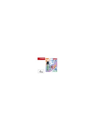 Rotulador stabilo boss fluorescente original pastel by ju schnee estuche de 4 colores surtidos