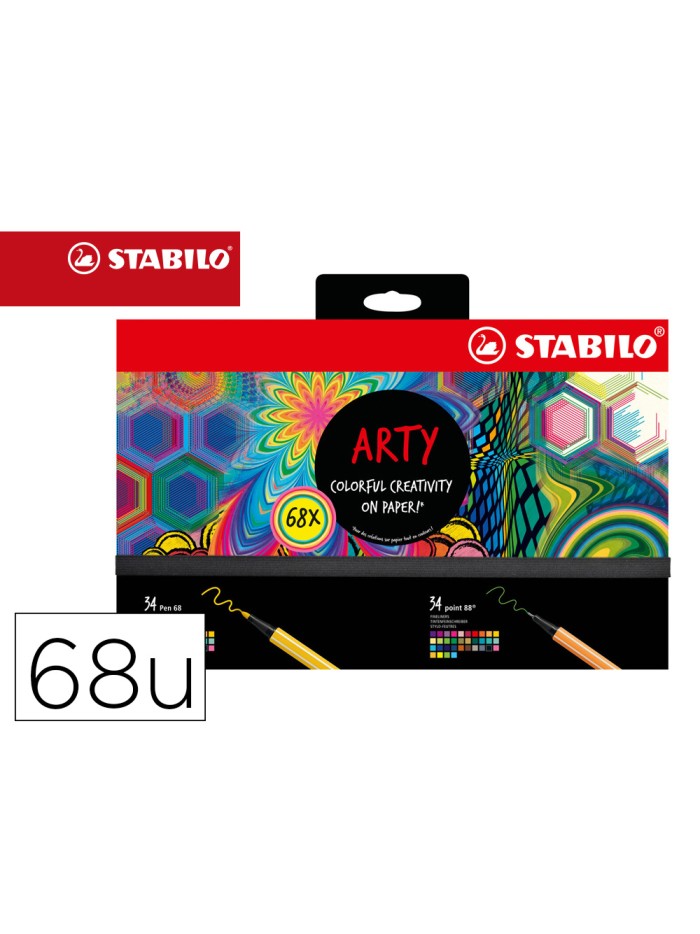 Rotulador stabilo acuarelable pen 68/88 arty line hero estuche de carton de 68 unidades surtidas Rotulador stabilo acuarelable pen 68/88 arty line hero estuche de carton de 68 unidades surtidas