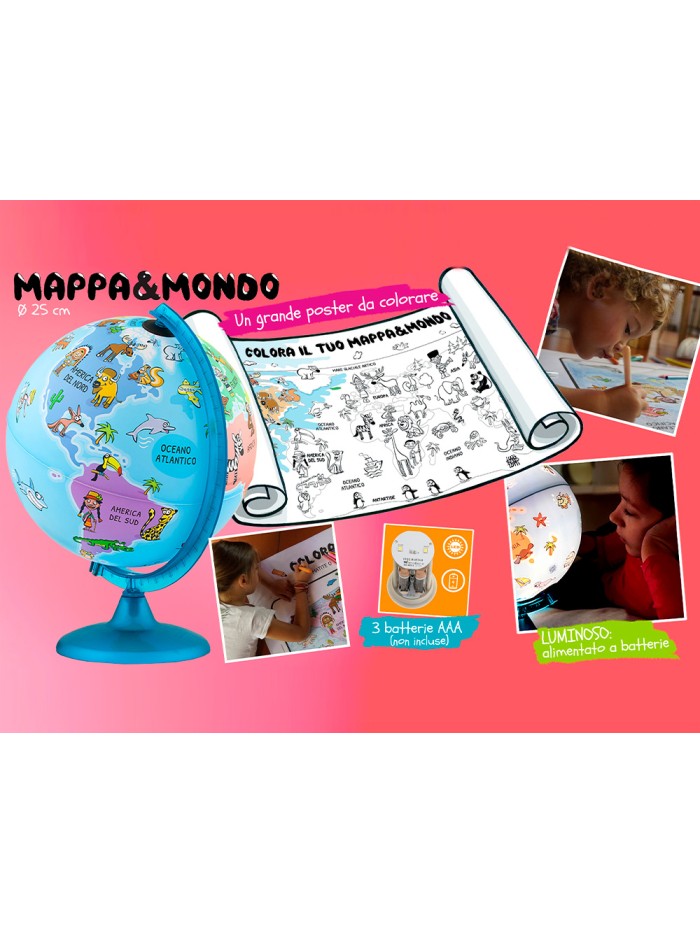 Globo terraqueo nova rico con luz infantil mappa&mondo base y meridiano color azul diametro 25 cm Globo terraqueo nova rico con luz infantil mappa&mondo base y meridiano color azul diametro 25 cm