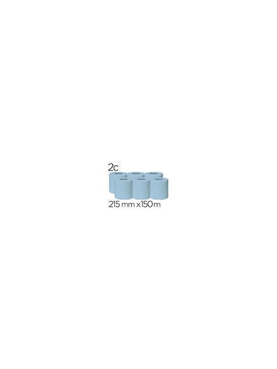 Papel secamanos bunzl greensource 2 capas celulosa reciclada azul 215 mm x 150 mt paquete de 6 rollos