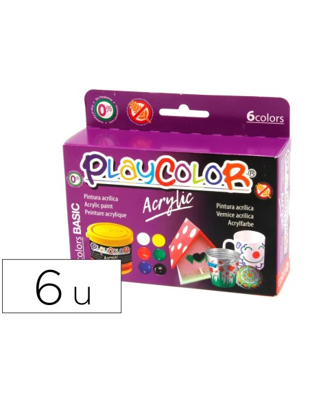 Pintura acrilica playcolor acrylic basic 40 ml caja de 6 unidades colores surtidos