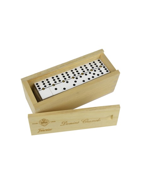 Domino chamelo fournier ficha celuloide en caja de madera