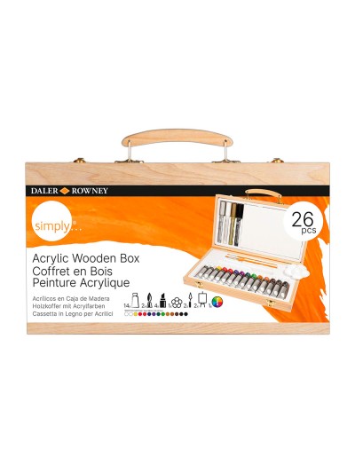 Maletin de pinturas acrilicas daler rowney madera 26 piezas 334x204x50 mm