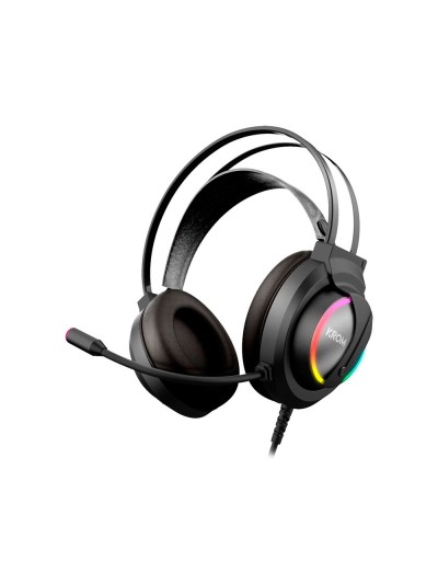 Auricular krom kappa gaming estereo con microfono flexible iluminacion led rgb rainbow longitud cable 210 cm