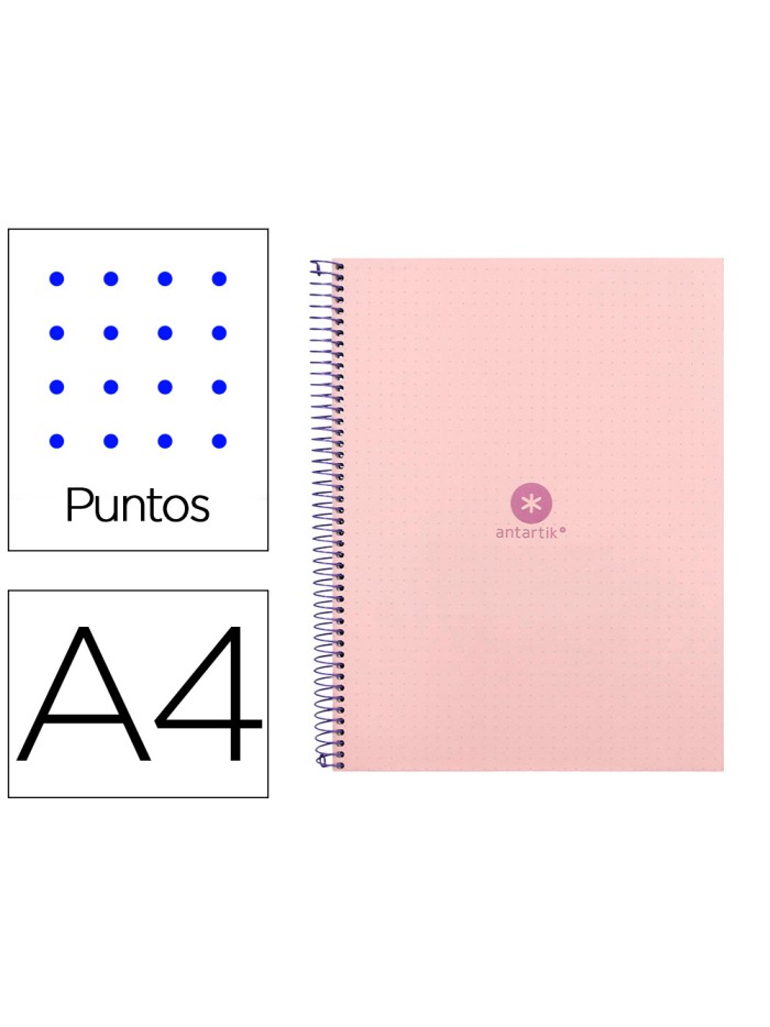 Cuaderno espiral a4 micro antartik dots tapa forrada 80h 90 gr rayado puntos 1 banda 4 taladros rosa Cuaderno espiral a4 micro antartik dots tapa forrada 80h 90 gr rayado puntos 1 banda 4 taladros rosa