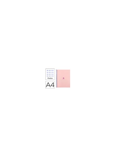 Cuaderno espiral a4 micro antartik dots tapa forrada 80h 90 gr rayado puntos 1 banda 4 taladros rosa