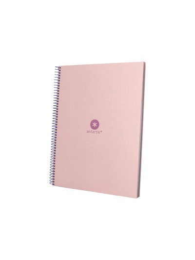 Cuaderno espiral a4 micro antartik dots tapa forrada 80h 90 gr rayado puntos 1 banda 4 taladros rosa