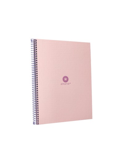 Cuaderno espiral a4 micro antartik dots tapa forrada 80h 90 gr rayado puntos 1 banda 4 taladros rosa
