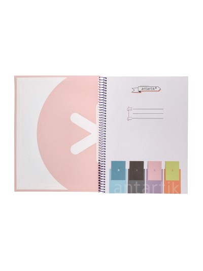Cuaderno espiral a4 micro antartik dots tapa forrada 80h 90 gr rayado puntos 1 banda 4 taladros rosa