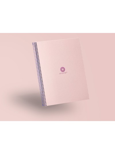 Cuaderno espiral a4 micro antartik dots tapa forrada 80h 90 gr rayado puntos 1 banda 4 taladros rosa
