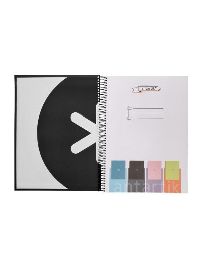 Cuaderno espiral a4 micro antartik dots tapa forrada 80h 90 gr rayado puntos 1 banda 4 taladros negro