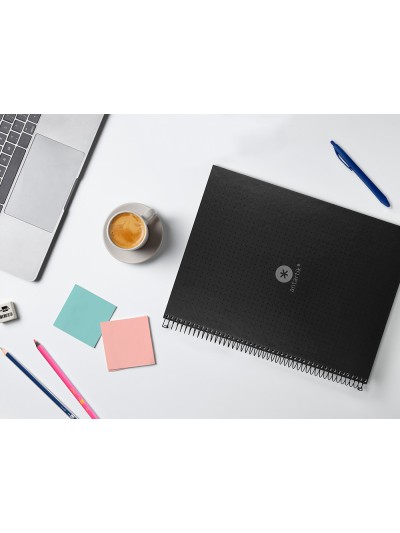 Cuaderno espiral a4 micro antartik dots tapa forrada 80h 90 gr rayado puntos 1 banda 4 taladros negro