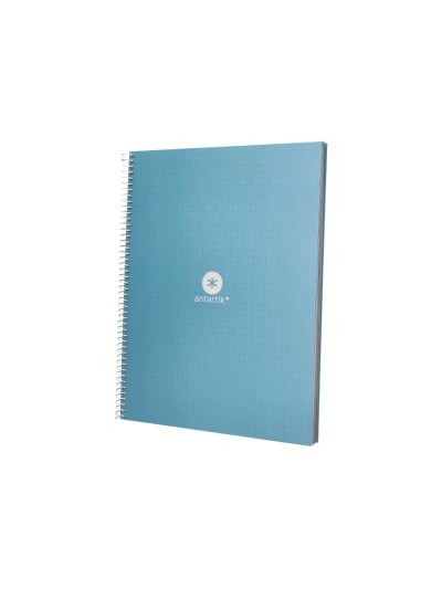 Cuaderno espiral a4 micro antartik dots tapa forrada 80h 90 gr rayado puntos 1 banda 4 taladros celeste