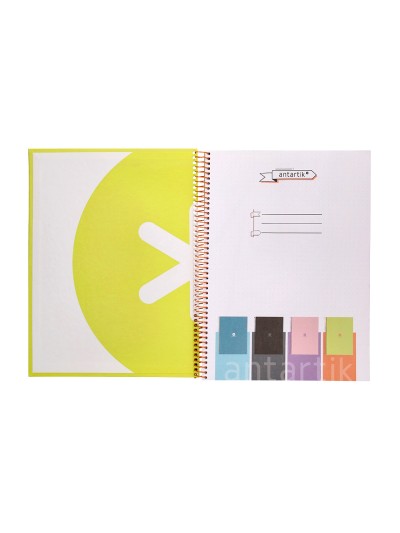 Cuaderno espiral a4 micro antartik dots tapa forrada 80h 90 gr rayado puntos 1 banda 4 taladros amarillo