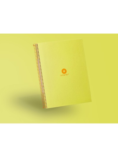 Cuaderno espiral a4 micro antartik dots tapa forrada 80h 90 gr rayado puntos 1 banda 4 taladros amarillo
