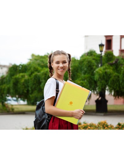 Cuaderno espiral a4 micro antartik dots tapa forrada 80h 90 gr rayado puntos 1 banda 4 taladros amarillo