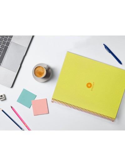 Cuaderno espiral a4 micro antartik dots tapa forrada 80h 90 gr rayado puntos 1 banda 4 taladros amarillo