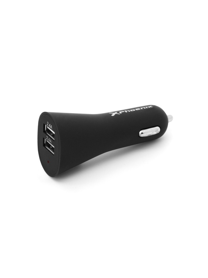 Cargador universal phoenix phcarcharger2usb+ para coche - mechero 5v - 2 x usb 4.8a con luz led color negro acabado en silicona Cargador universal phoenix phcarcharger2usb+ para coche - mechero 5v - 2 x usb 4.8a con luz led color negro acabado en silicona