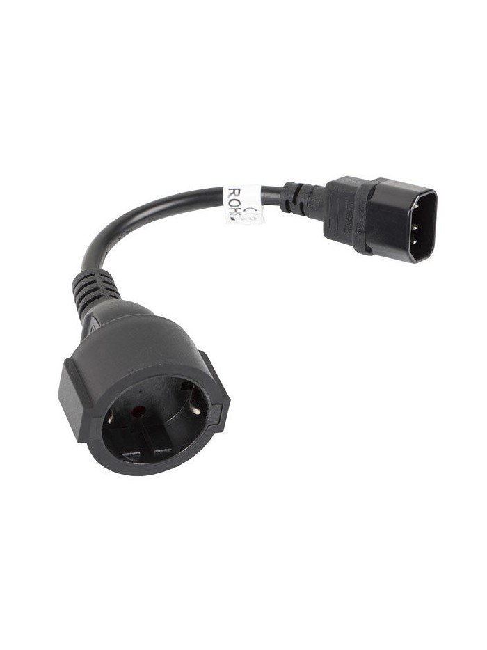 Cable lanberg adaptador iec 320 c14 - schuko cee7 hembra 20cm Cable lanberg adaptador iec 320 c14 - schuko cee7 hembra 20cm