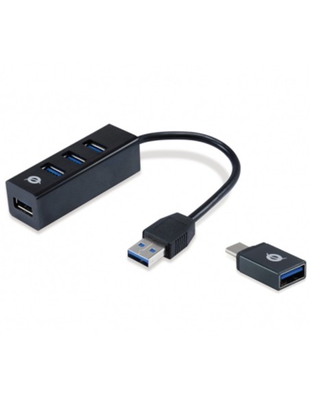 Hub usb 3.0 conceptronic hubbies04b 4 puertos con adaptador otg usb tipo c