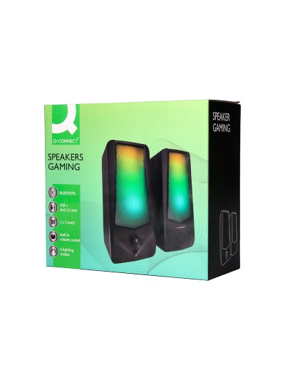 Altavoces q-connect gaming blu etooth con iluminación rgb potencia maxima 2x3w control de volumen color negro