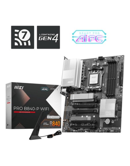 Placa base msi pro b840 - p am5 wifi atx - 4x ddr5 - 3x usb 3.2 - 1x usb tipo c