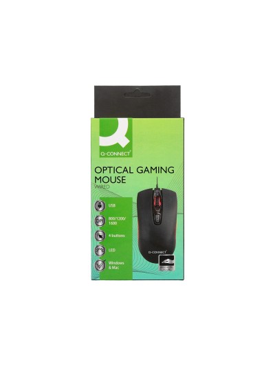 Raton q-connect gaming optico con cable 800/1200/1600 dpi 4 botones iluminacion led negro