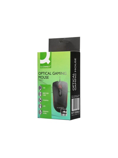 Raton q-connect gaming optico con cable 800/1200/1600 dpi 4 botones iluminacion led negro
