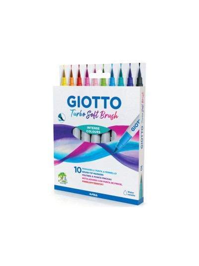 Rotulador giotto turbo soft brush punta de pincel caja de 10 unidades colores surtidos