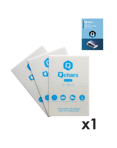 Laminas de proteccion frontales qcharx hidrogel antiblue qx1 1 unidad