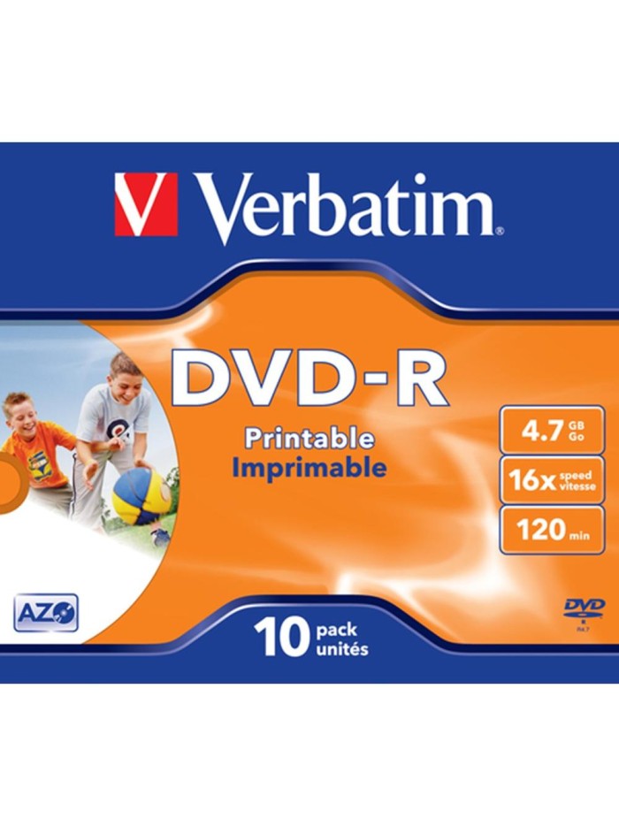 Verbatim dvd - r 4.7gb 16x tarrina 10uds imprimible Verbatim dvd - r 4.7gb 16x tarrina 10uds imprimible