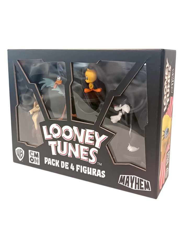 Juego de mesa looney tunes mayhem pack de 4 figuras pegi 10