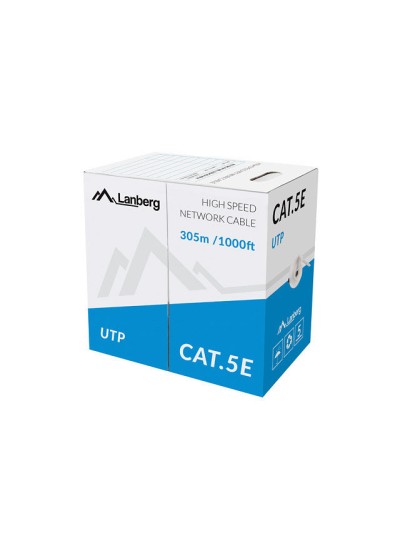 Bobina cat.5e lanberg utp 305m rj45 solid cobre fluke tested awg24 cpr gris