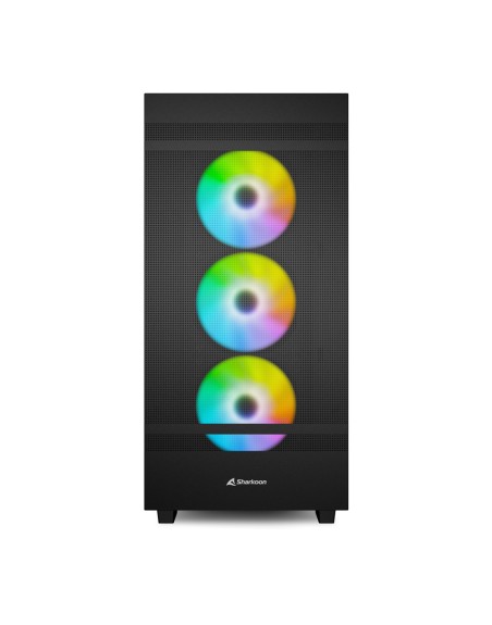 Caja ordenador gaming sharkoon rebel c50 rgb atx 2 x usb 3.2 1 x usb tipo c sin fuente negro