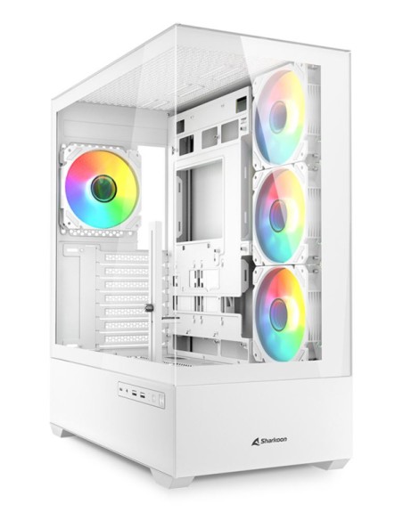 Caja gaming sharkoon ak6 tgv atx blanco 4xvent 120mm 2xusb sn fuente