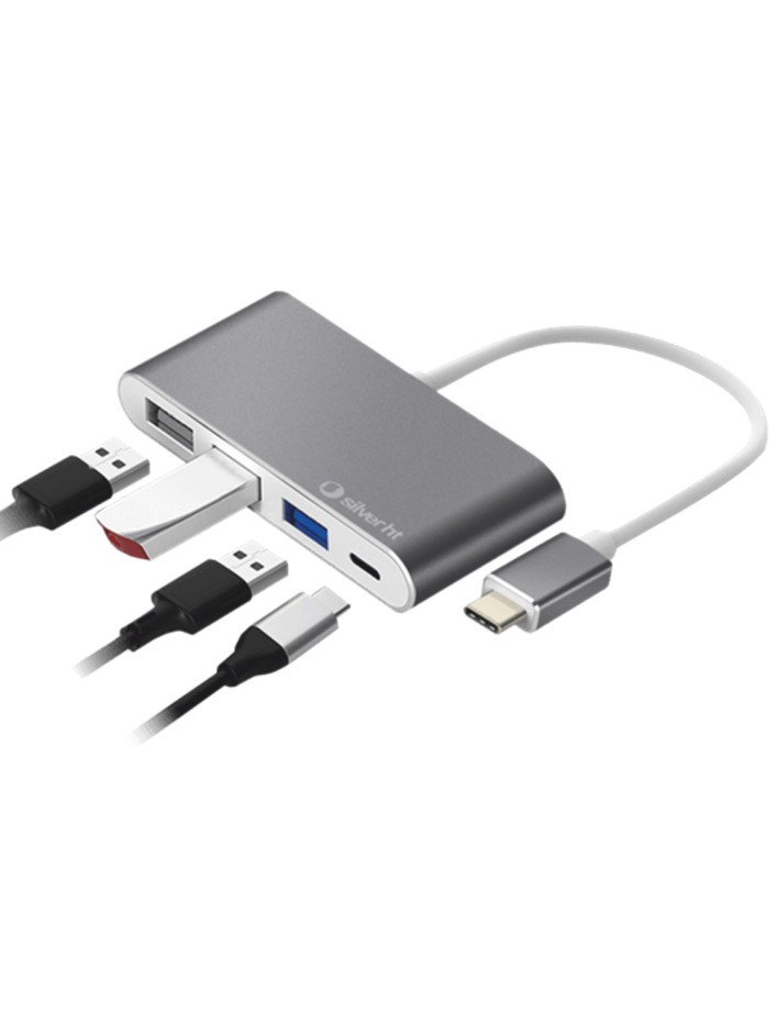 Hub logan usb tipo c silver ht 4 en 1 - 2 usb 2.0 - usb 3.0 - usb tipo c - silver Hub logan usb tipo c silver ht 4 en 1 - 2 usb 2.0 - usb 3.0 - usb tipo c - silver