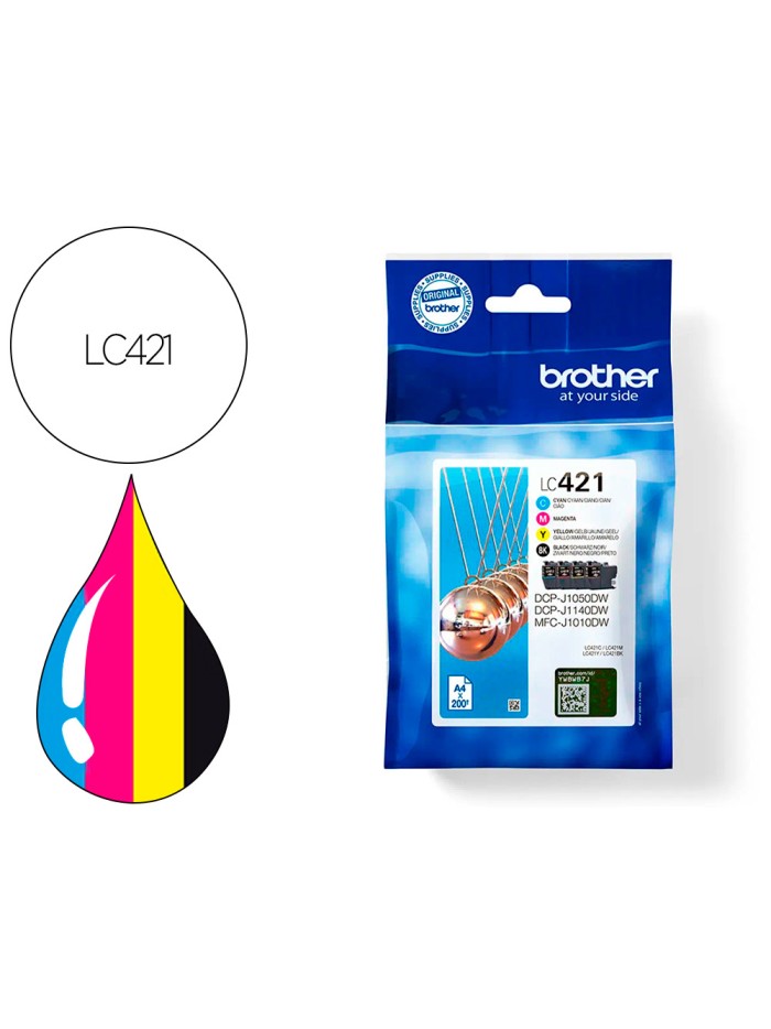 Ink-jet brother lc421val dcp-j1050dw / dcp-j1140dw / mfc-j10 pack 4 colores 200 paginas Ink-jet brother lc421val dcp-j1050dw / dcp-j1140dw / mfc-j10 pack 4 colores 200 paginas